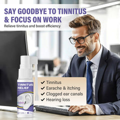 Hajoyful tinnitus relief spray nozzle close-up highlights easy, targeted application.