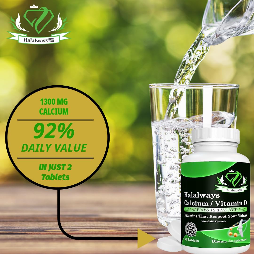 HalalwaysUS 60-tablet pack designed for daily bone health maintenance.