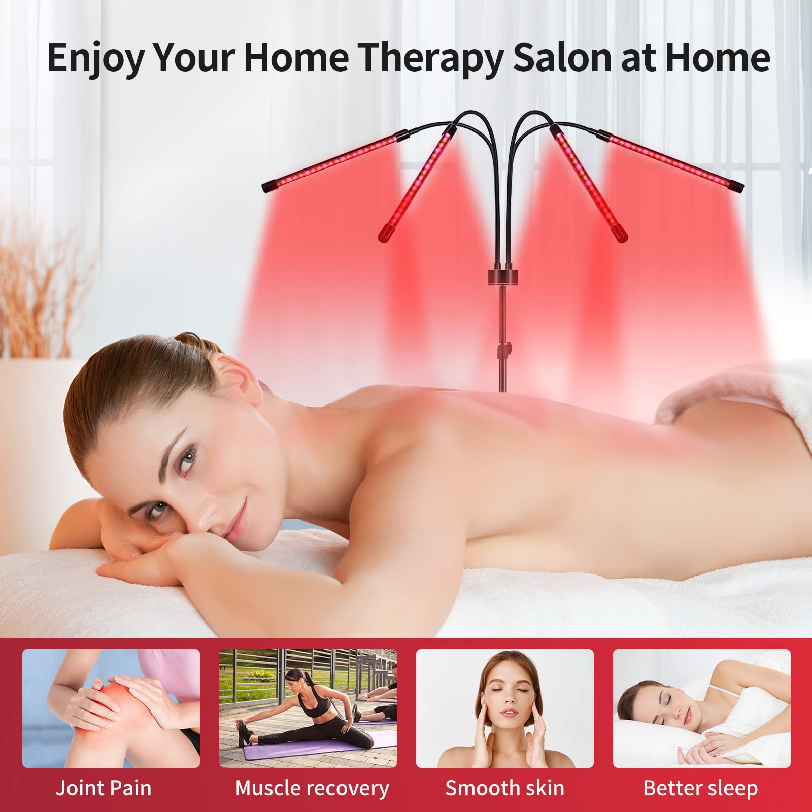Halbeira red light therapy lamp 660nm panel focusing on skin rejuvenation.