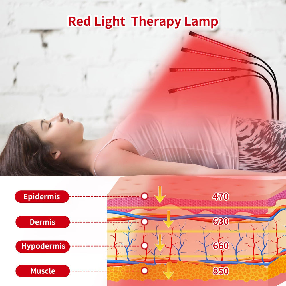 Halbeira red light therapy lamp 850nm near-infrared for deeper tissue reach.