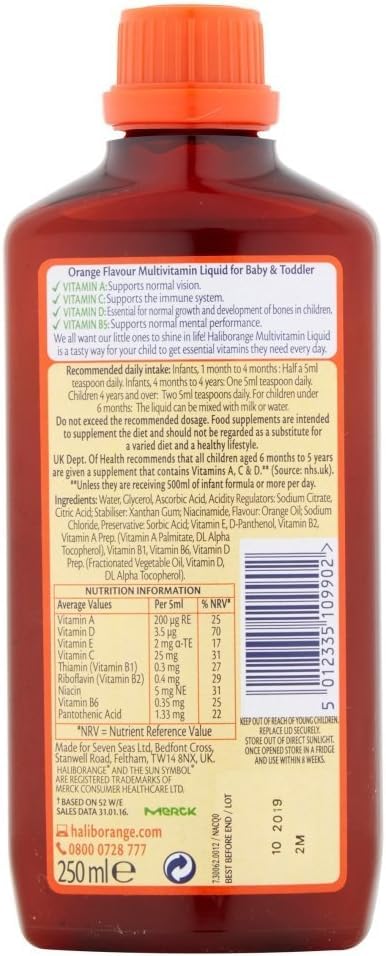 Haliborange pour image illustrating easy daily dosing for kids.