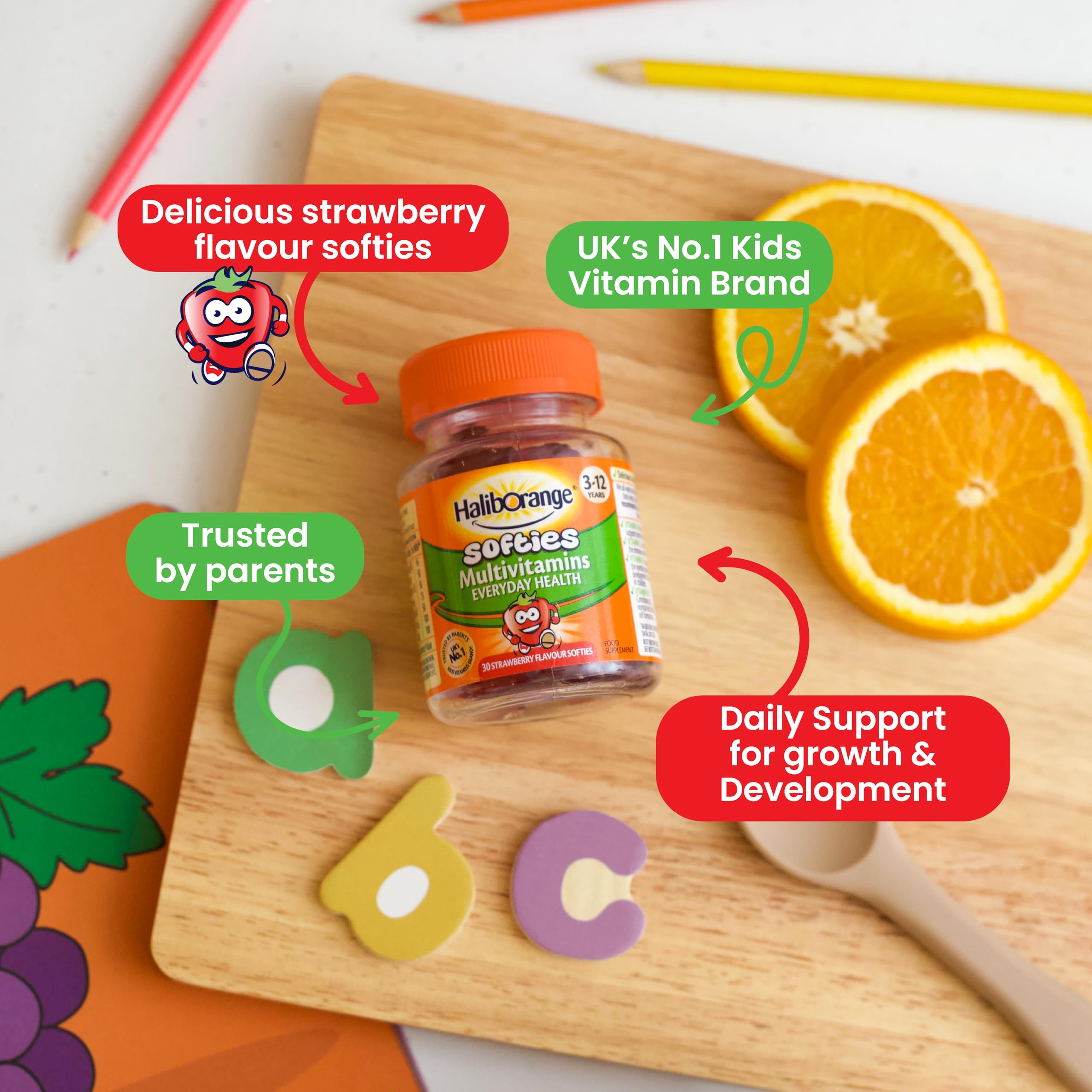 Haliborange Kids Softies Strawberry ingredients list on packaging