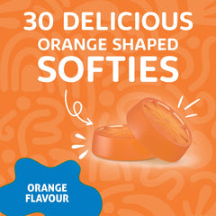 Haliborange orange-flavored softies close-up showing appealing texture for easy daily use