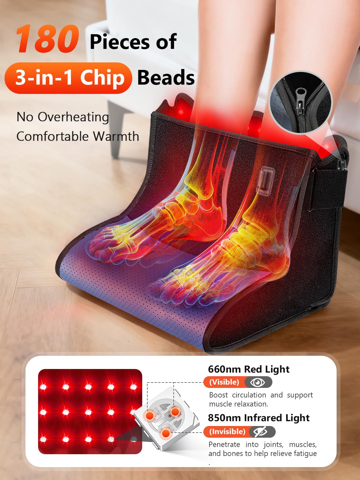 HALIDODO 180-LED coverage highlights full-foot and ankle treatment area