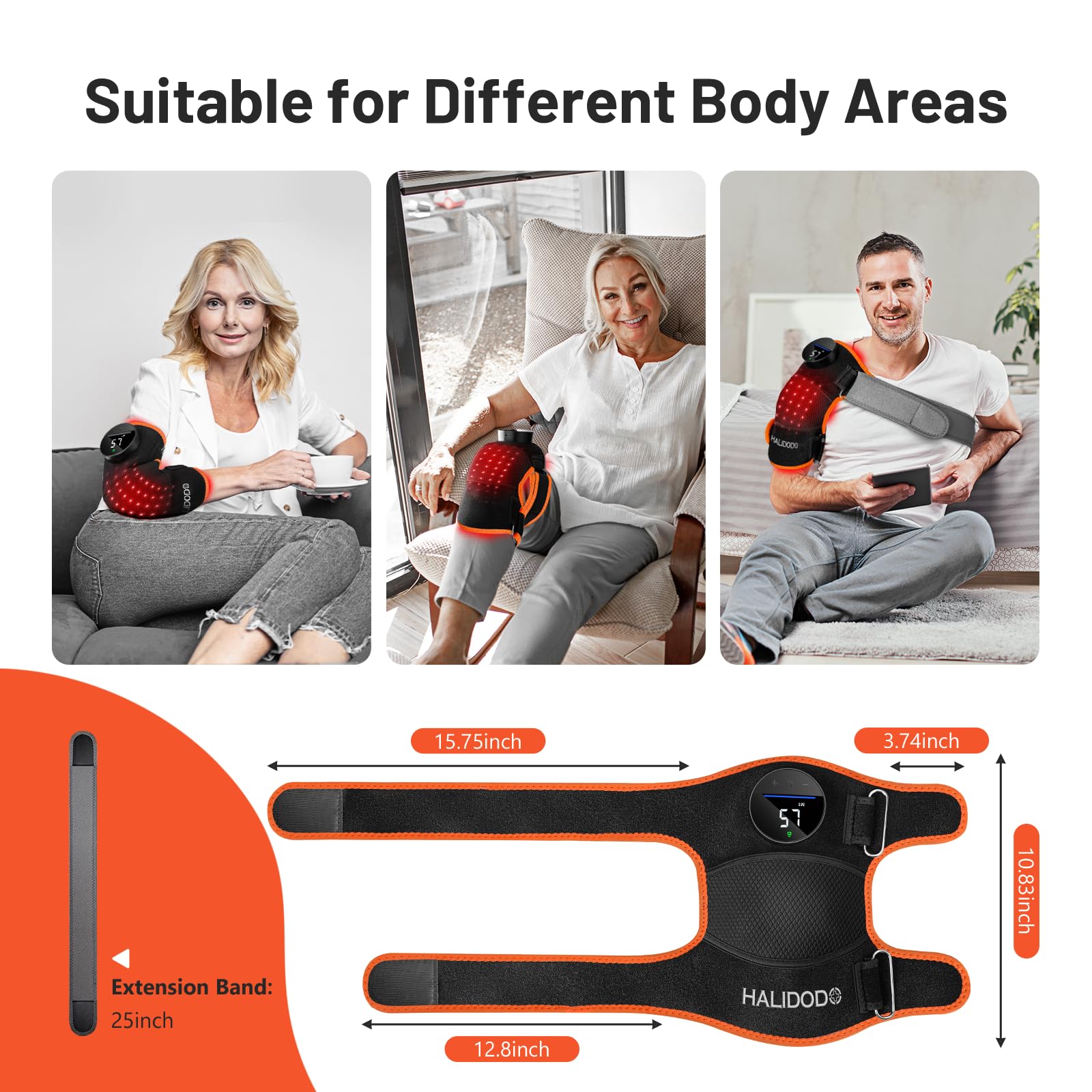 HALIDODO 660nm red light and 850nm near-infrared detail on knee pad