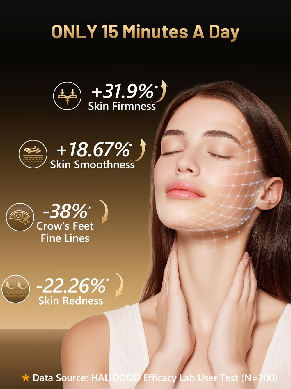 HALIDODO orange light mask delivering warm glow for even tone