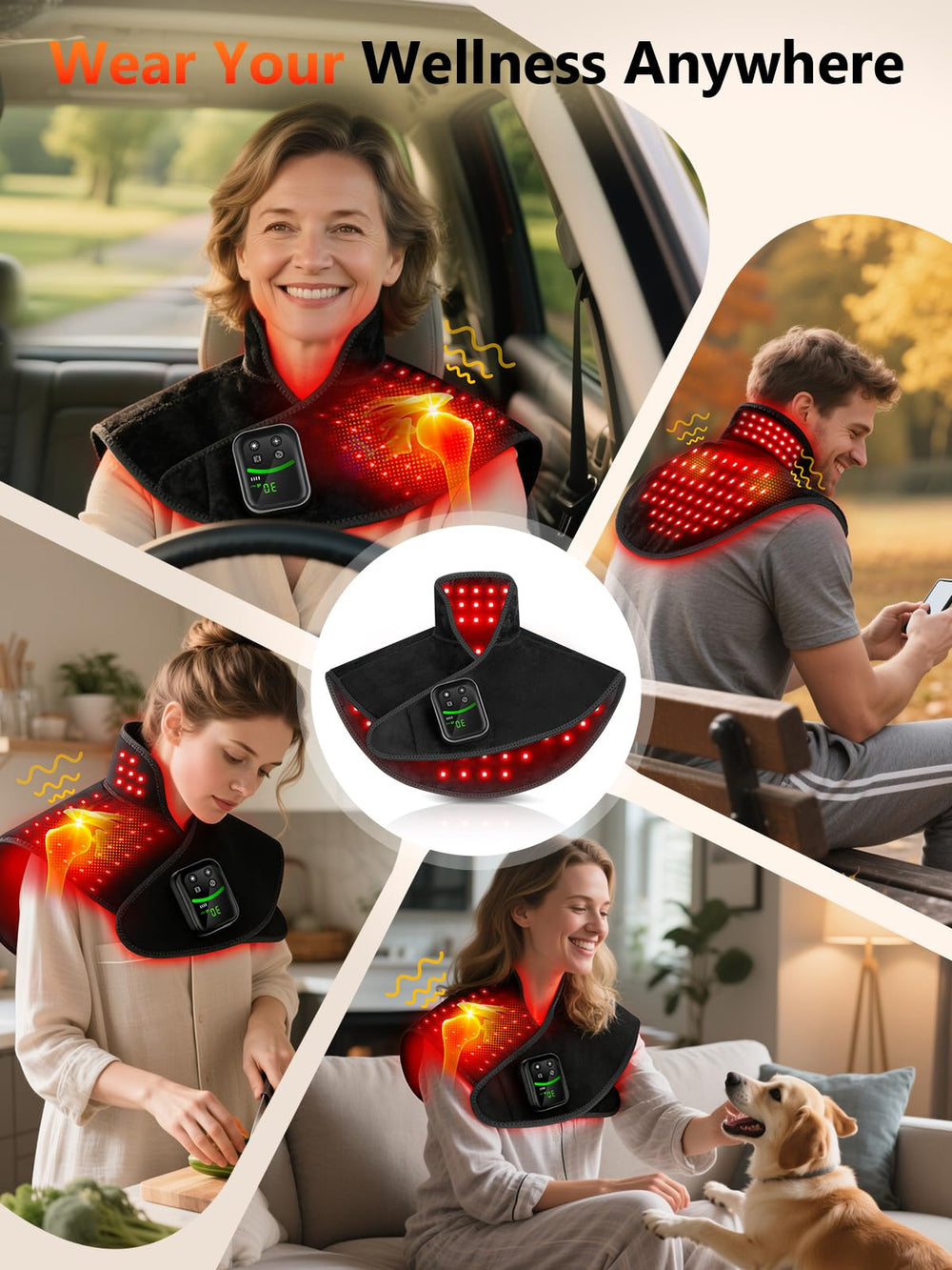 HALIDODO portable red light therapy neck pad design fits travel bags for on-the-go relief.