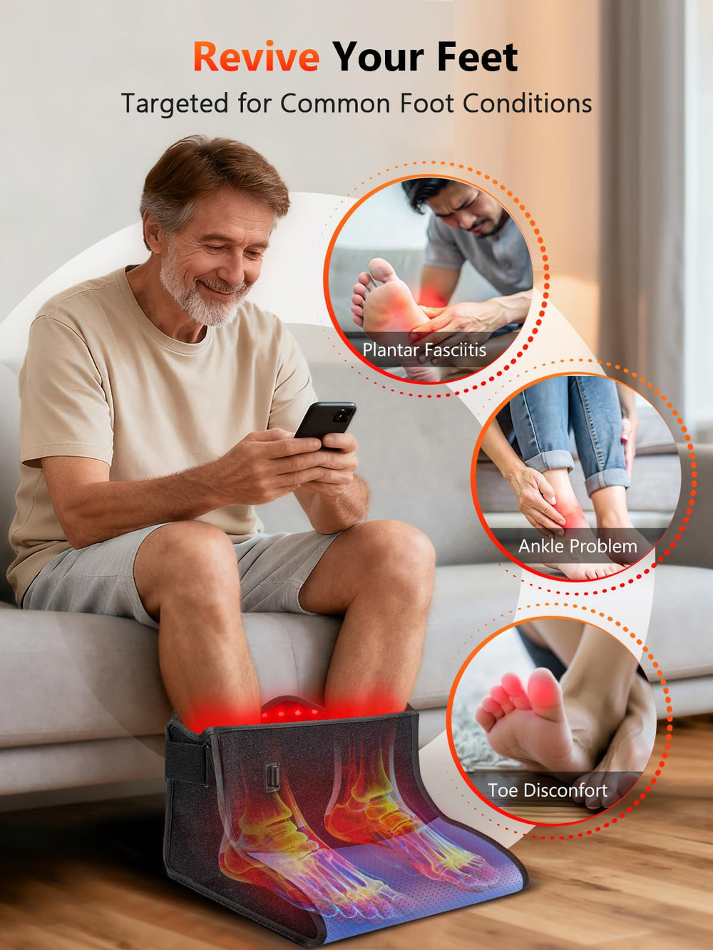 HALIDODO red-light foot therapy controller with timer and modes