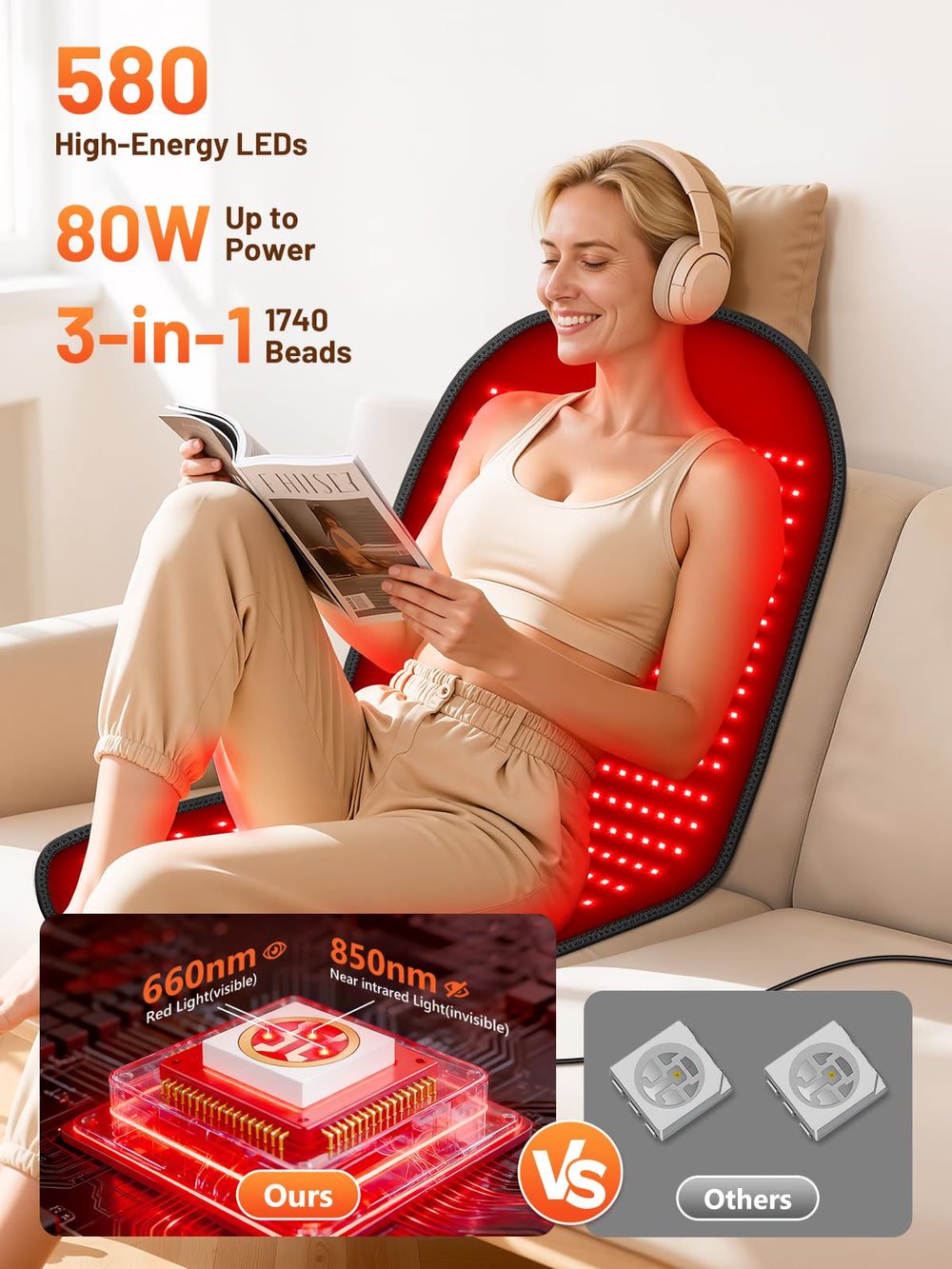 HALIDODO Therapy Mat highlights large body area coverage for easier full-body sessions.