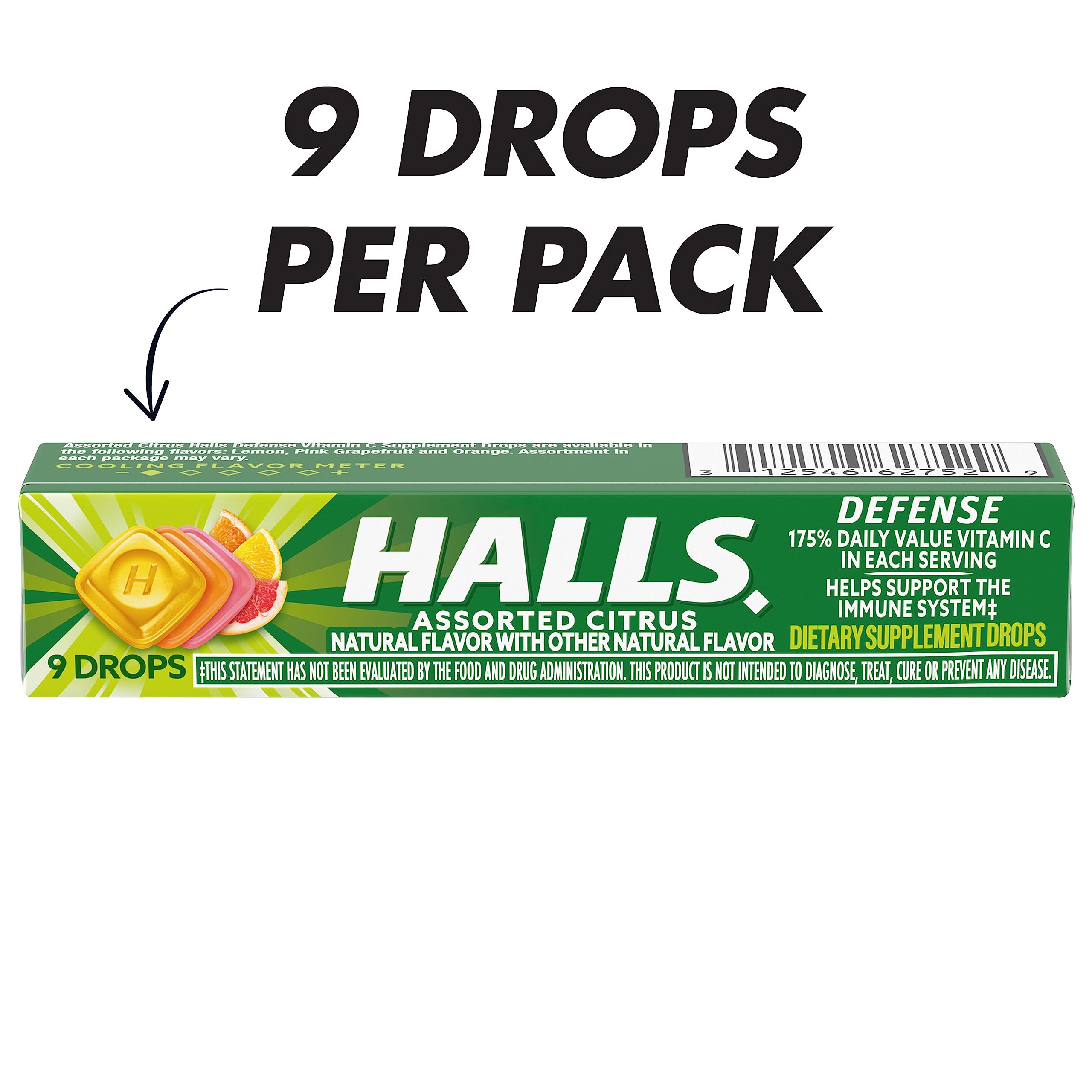 HALLS orange flavor close-up highlighting tasty citrus vitamin C benefits.
