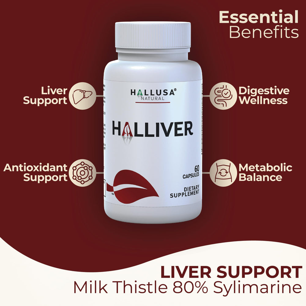 Close-up of Halliver capsules illustrating convenient once-daily dosage for consistency