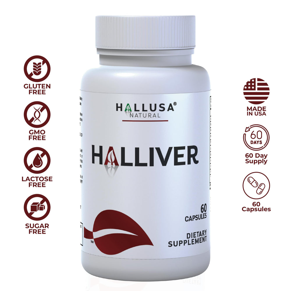 US GMP facility seal beside Halliver bottle signaling quality testing and reliability