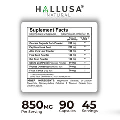 Capsule containing cascara sagrada, senna, and aloe vera in a traditional herbal blend