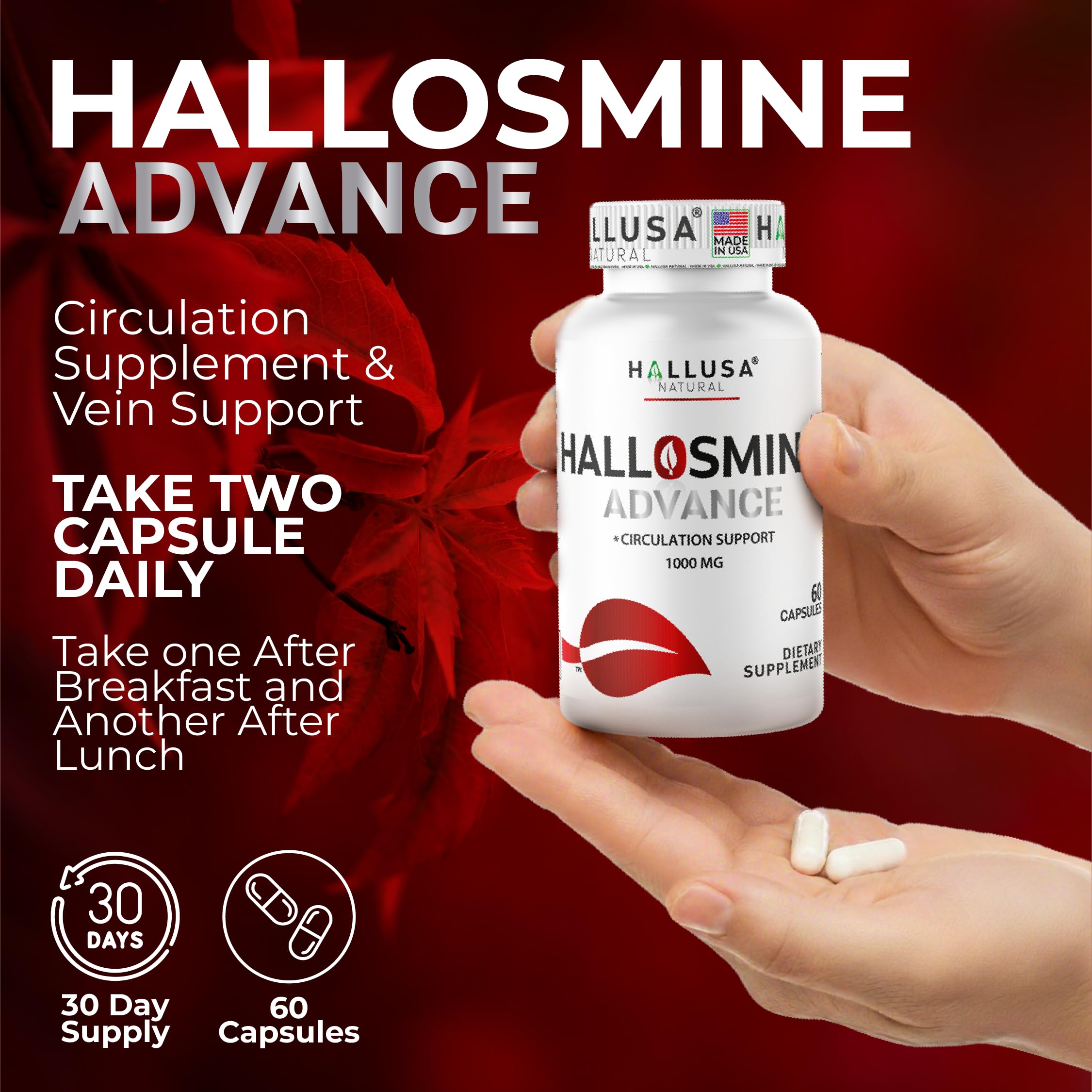 Diosmin powder graphic representing the active ingredient in Hallosmine