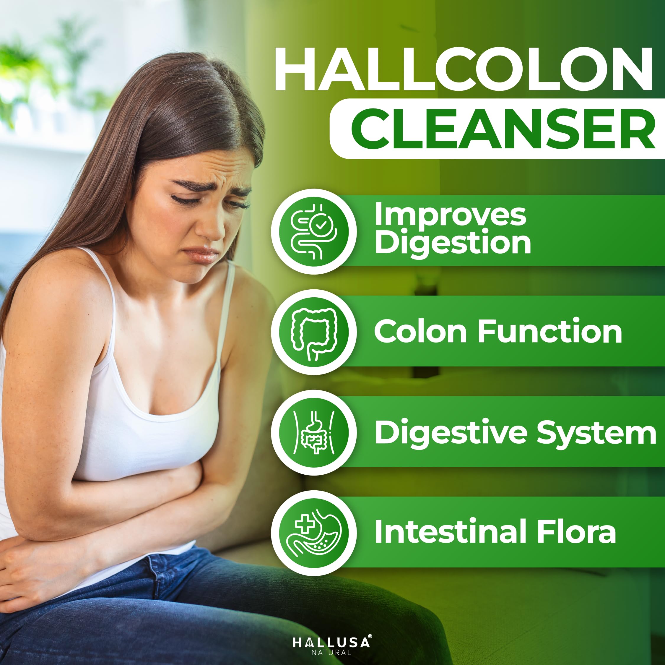 Hallusa Natural label emphasizing gluten-free, non-GMO, and USA-made quality