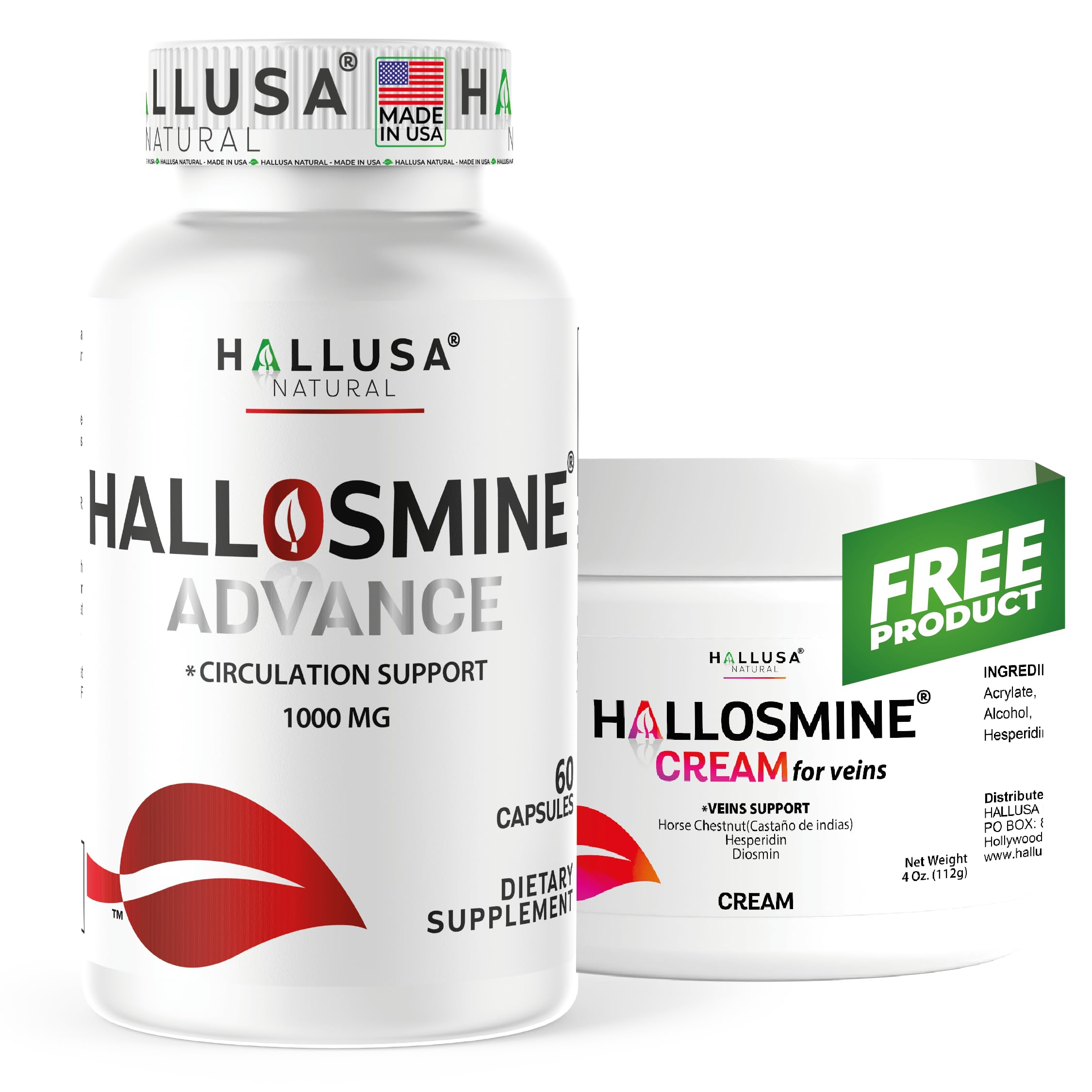 Hallusa Natural Hallosmine Advance bottle shows vascular support potential