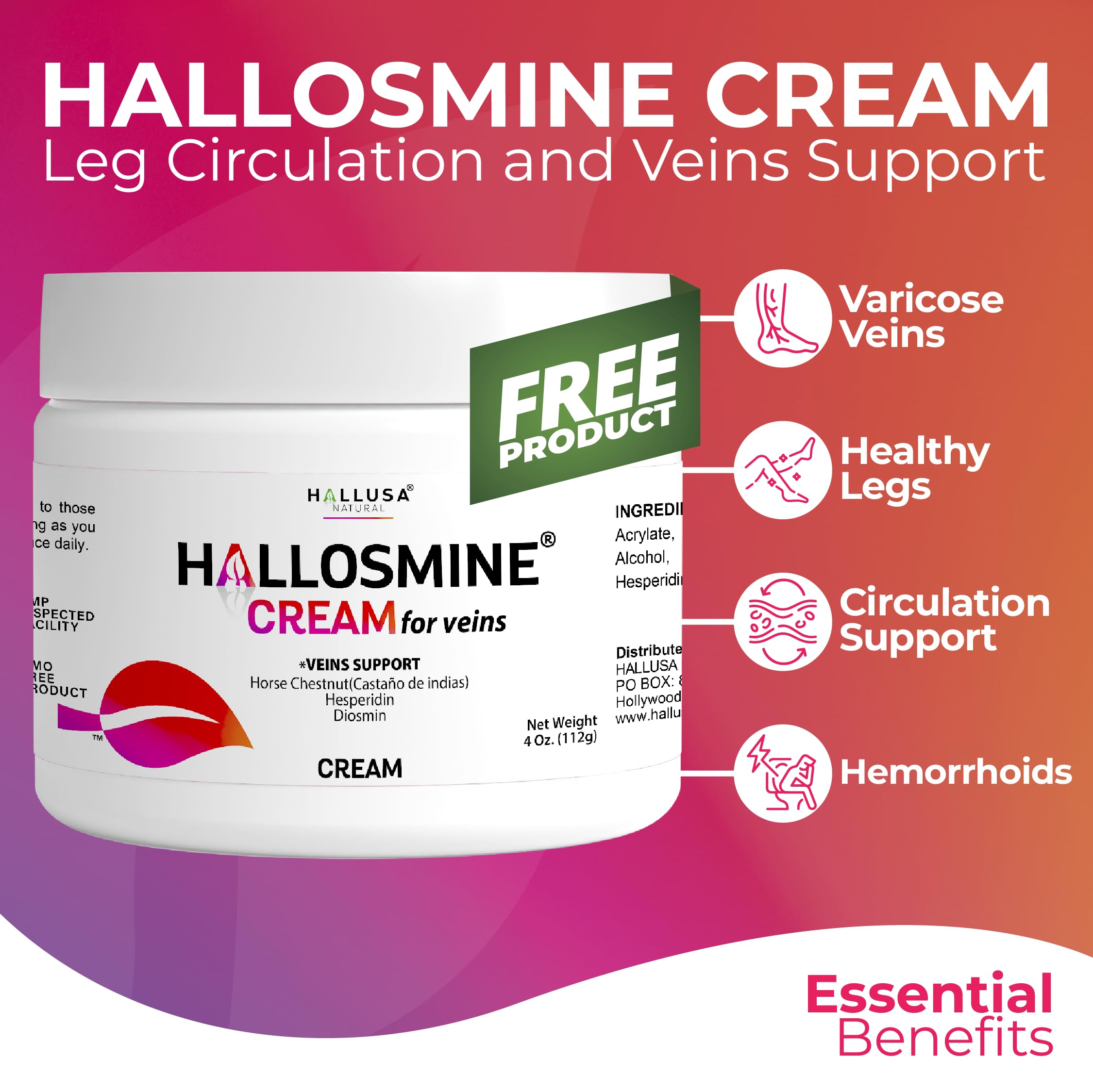 Hallosmine Advance capsules close up highlighting daily circulation support