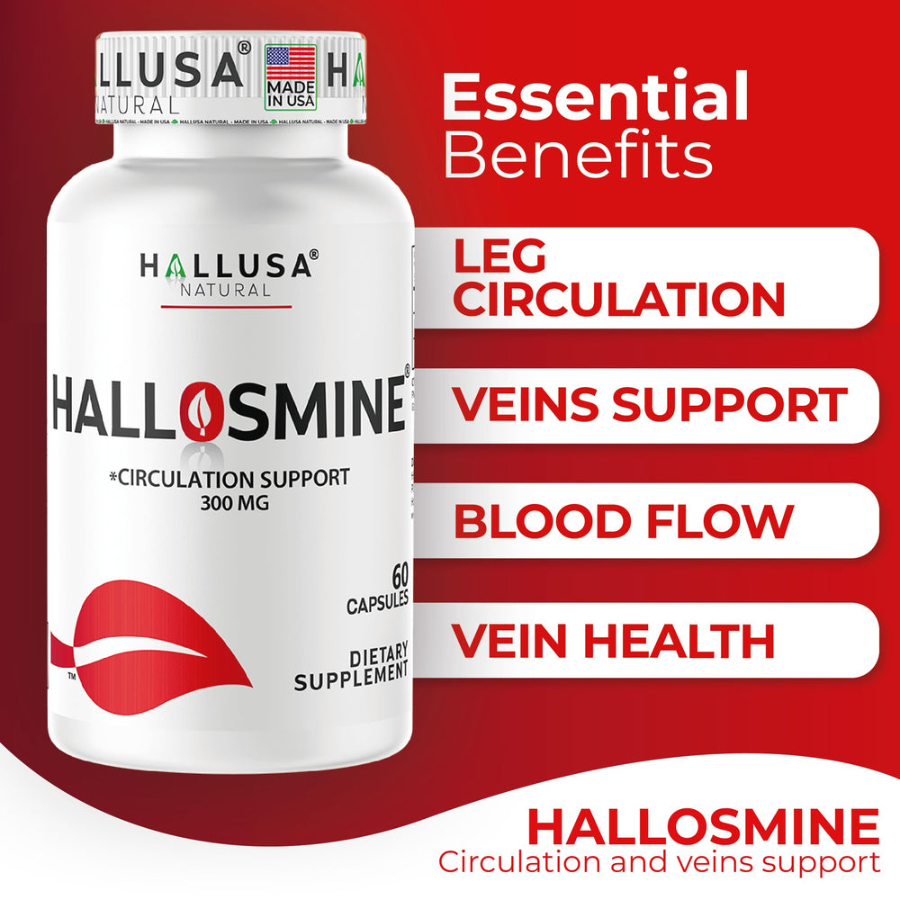 Hallusa Natural Hallosmine bottle in hand showing convenient dosage.