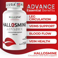 Hallusa Natural Hallosmine Cream jar for leg comfort and skin refreshment