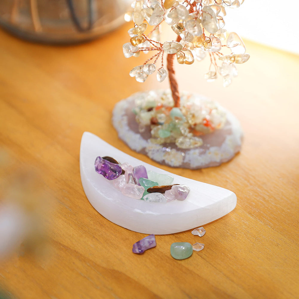 Halukakah Selenite Bowl portable 3.5in for crystal charging anywhere