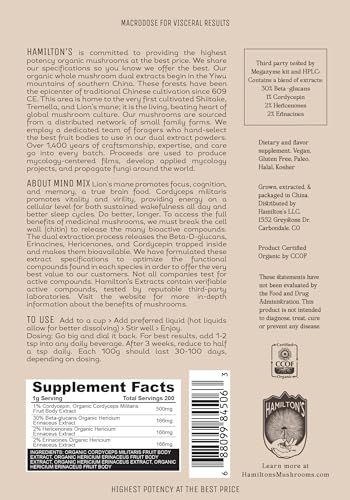 Cordyceps powder from Hamilton's Mind Mix ready for daily use