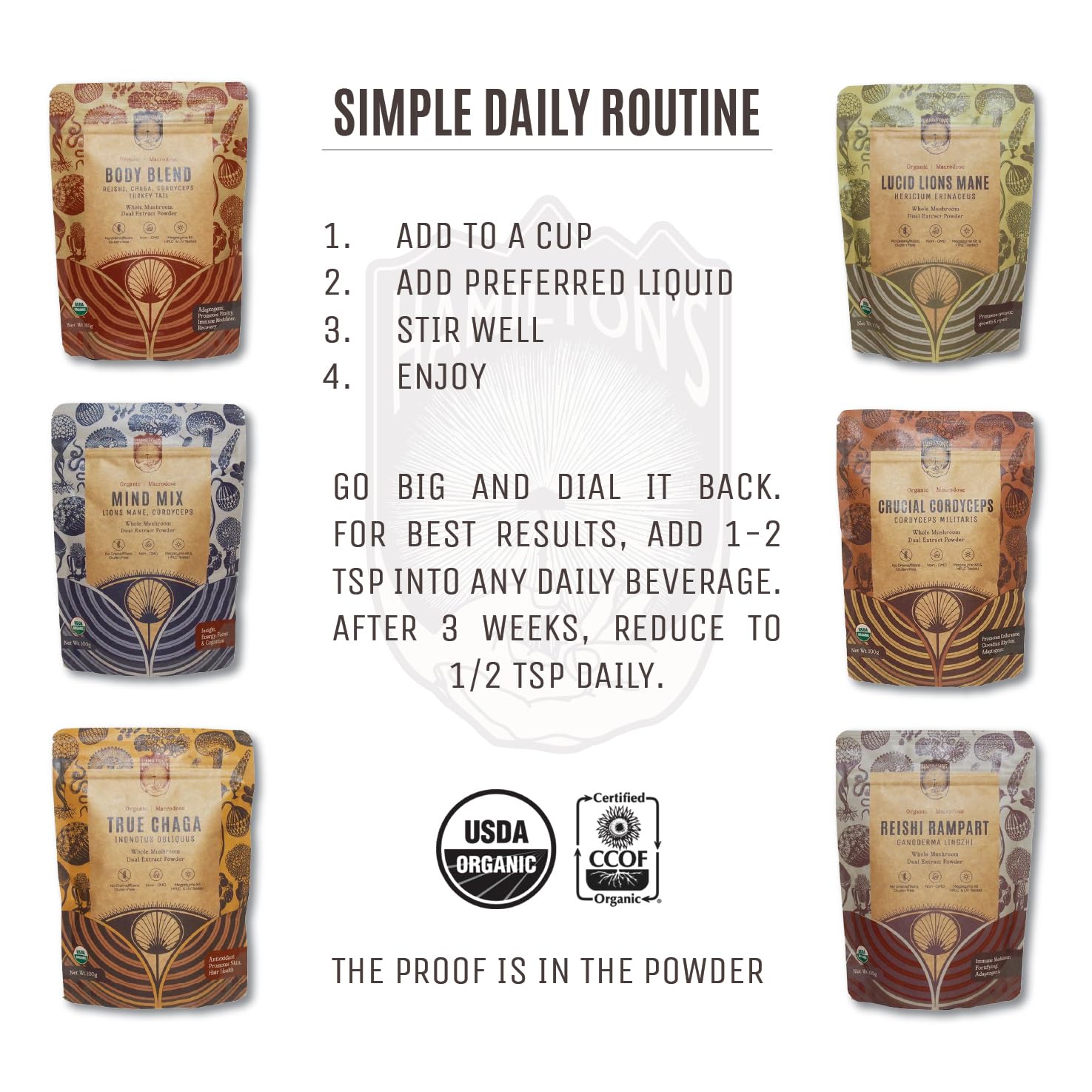 Vegan and gluten-free badge on Mind Mix label
