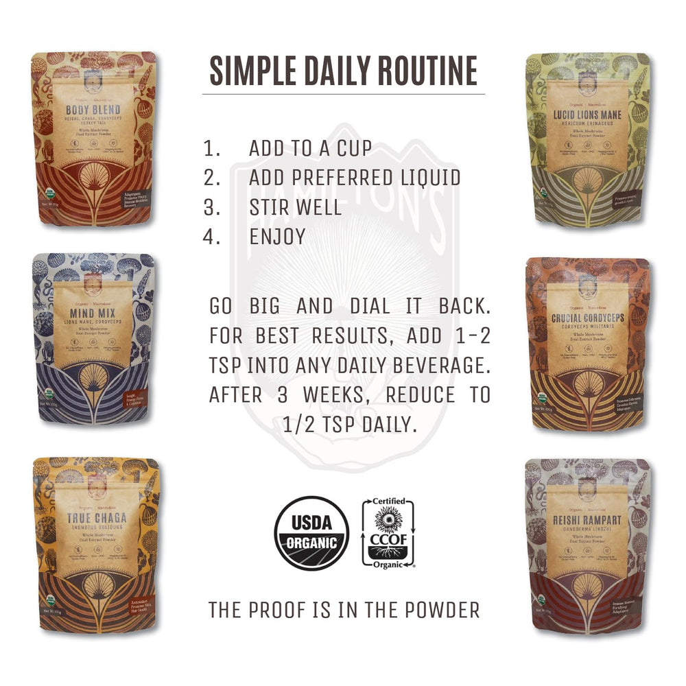 Vegan and gluten-free badge on Mind Mix label