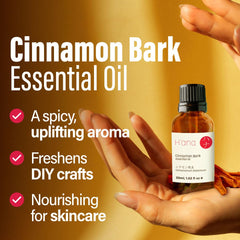 H'ana Cinnamon Bark oil blended with carrier oil for skin care.
