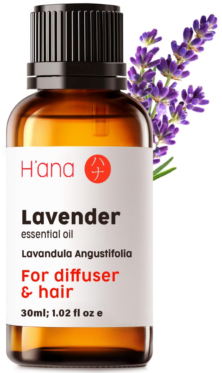 H'ana Lavender Essential Oil bottle front with soothing floral fragrance