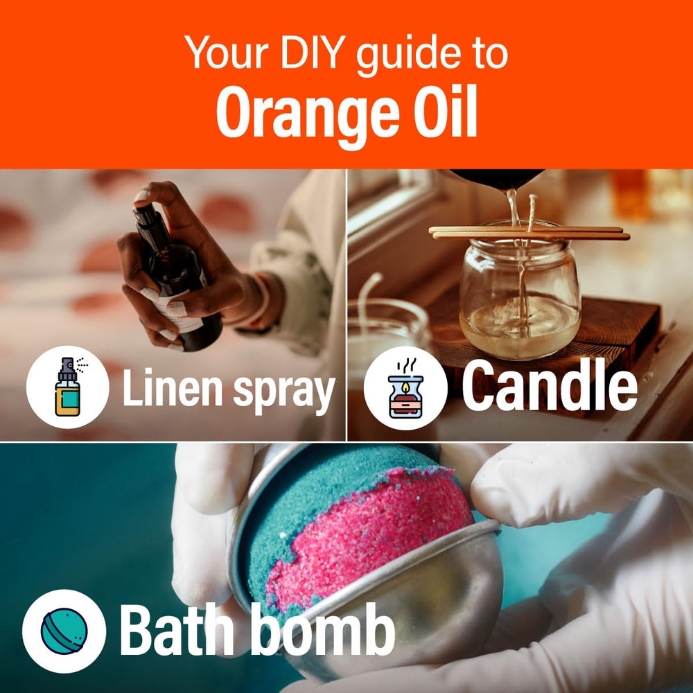 H'ana Orange Essential Oil used in linen spray DIY for a fresh room scent.