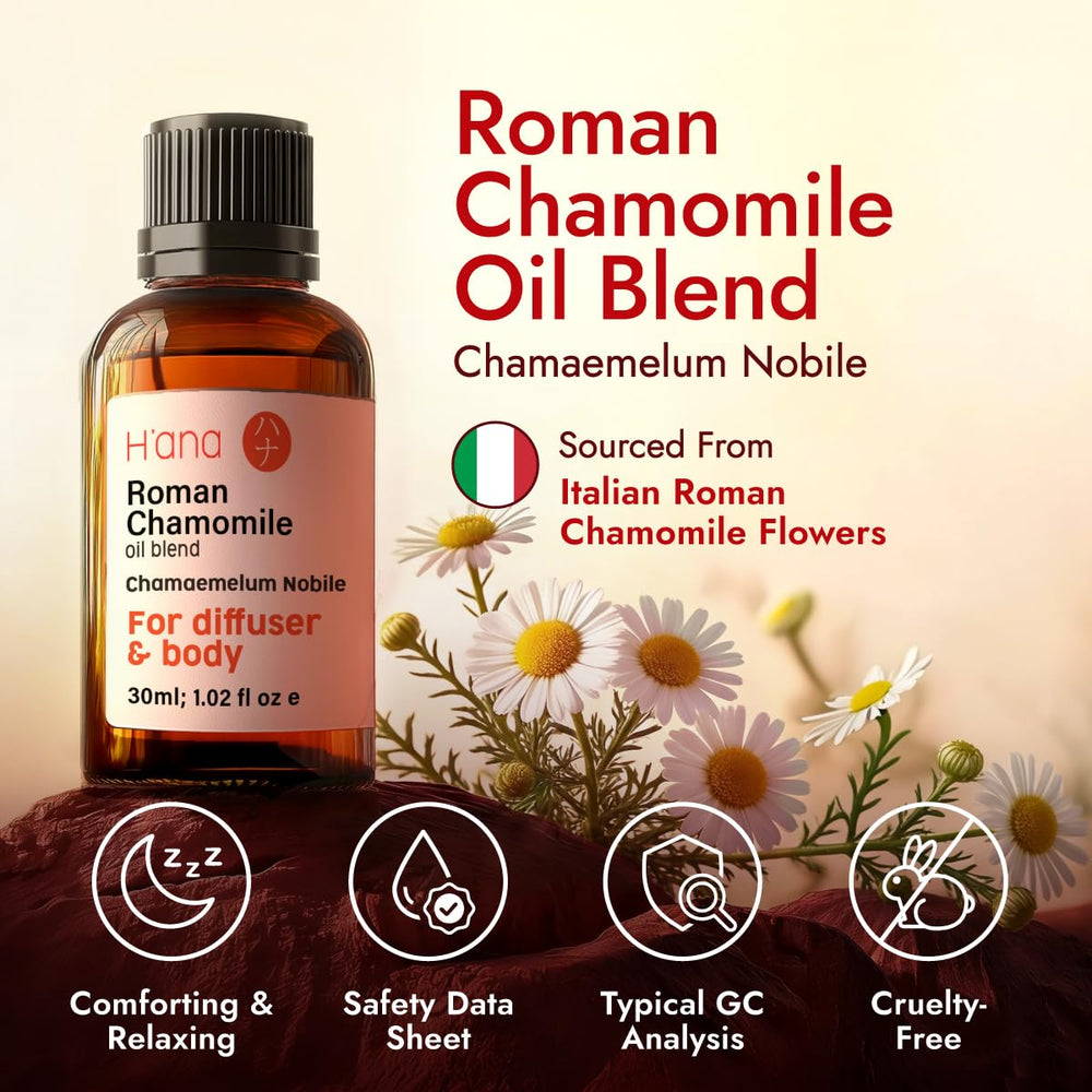 Sesión de aromaterapia con H'ana Roman Chamomile, facilita un momento de serenidad.