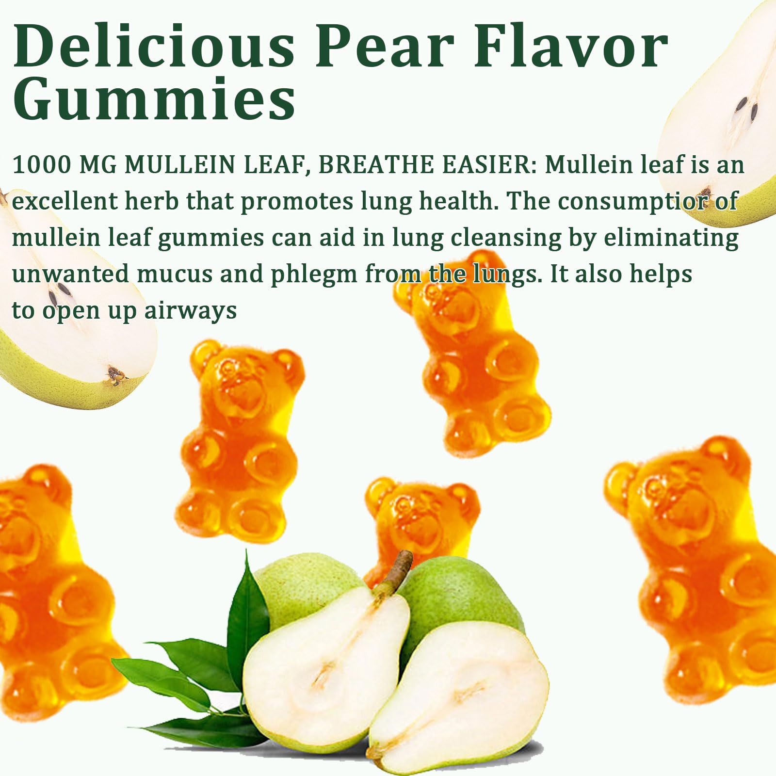 Gummies dissolving texture shows pleasant pear flavor for easy daily use.