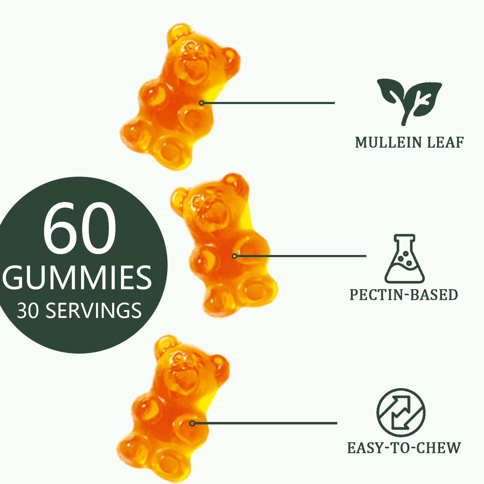 Mullein leaf ingredients label highlighting natural, GMO-free formula.