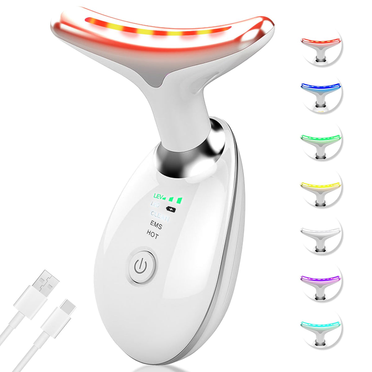 HANASCAR red light therapy device for face and neck, promoting a refreshed look