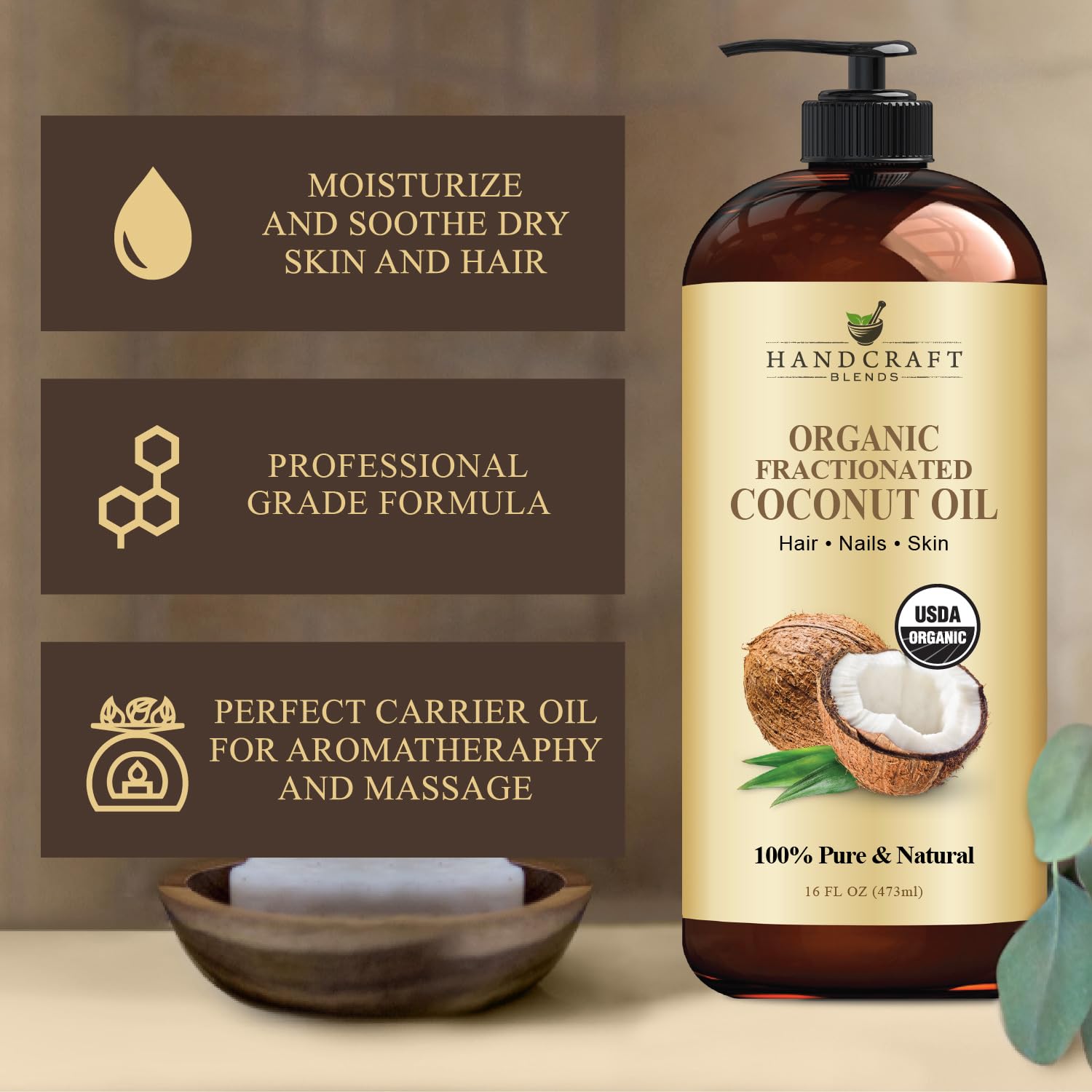 Handcraft Blends Aceite de Coco Fraccionado - cuidado de piel, ligero y no graso.