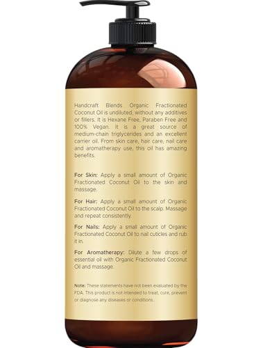 Handcraft Blends Aceite de Coco Fraccionado - textura de seda para piel suave.
