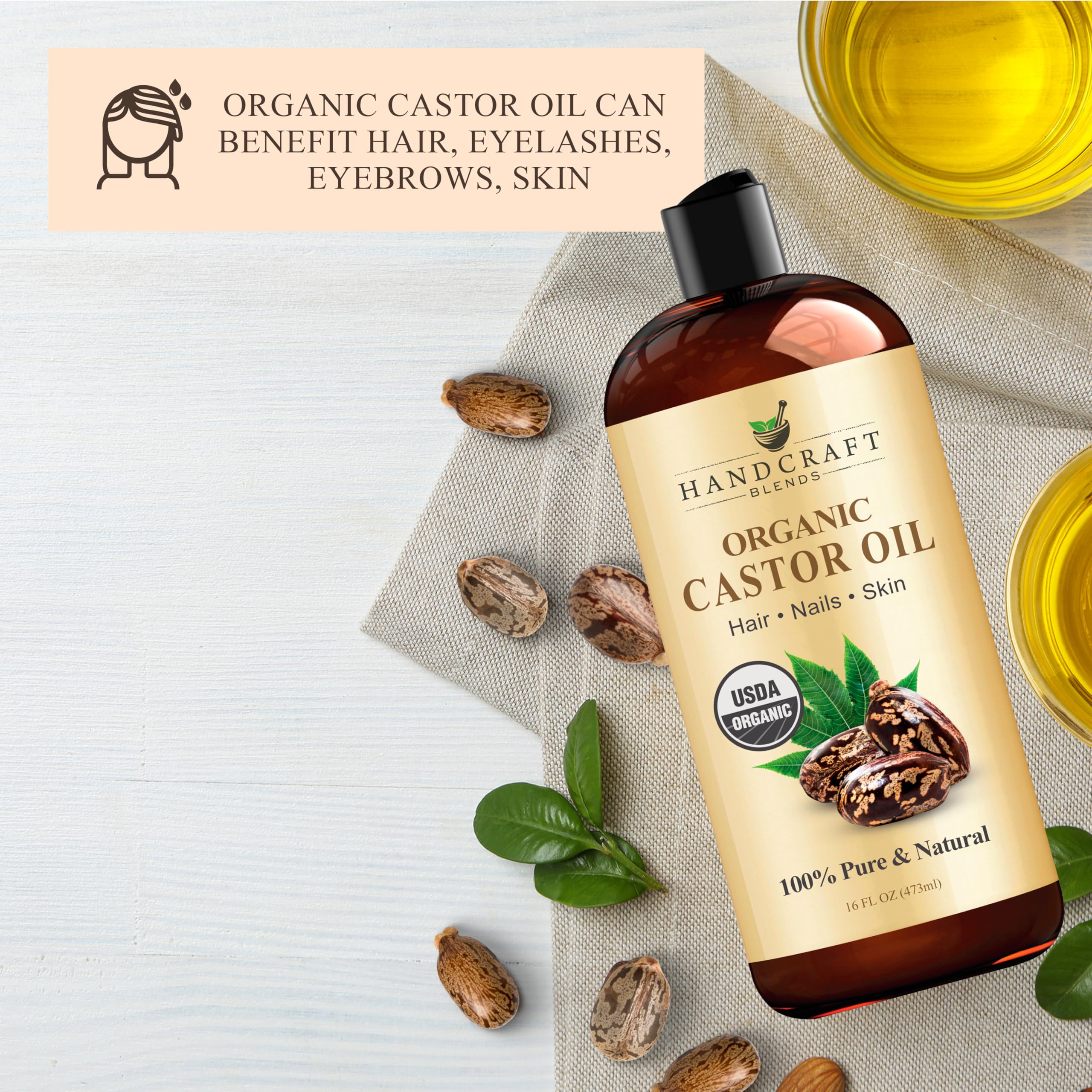 Handcraft Blends aceite de ricino orgánico 16 oz libre de parabenos