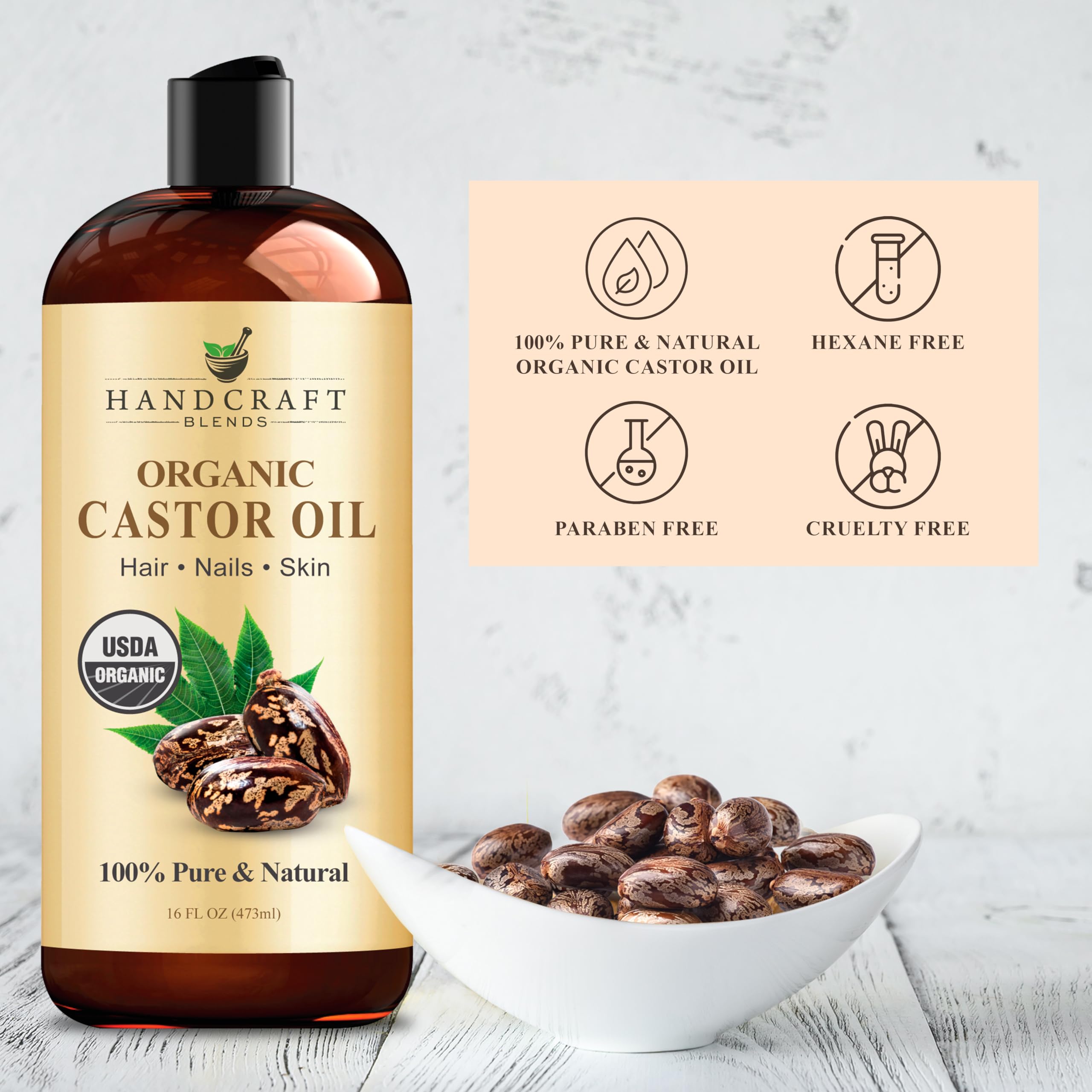 Handcraft Blends aplicación fácil de aceite de ricino con la envoltura