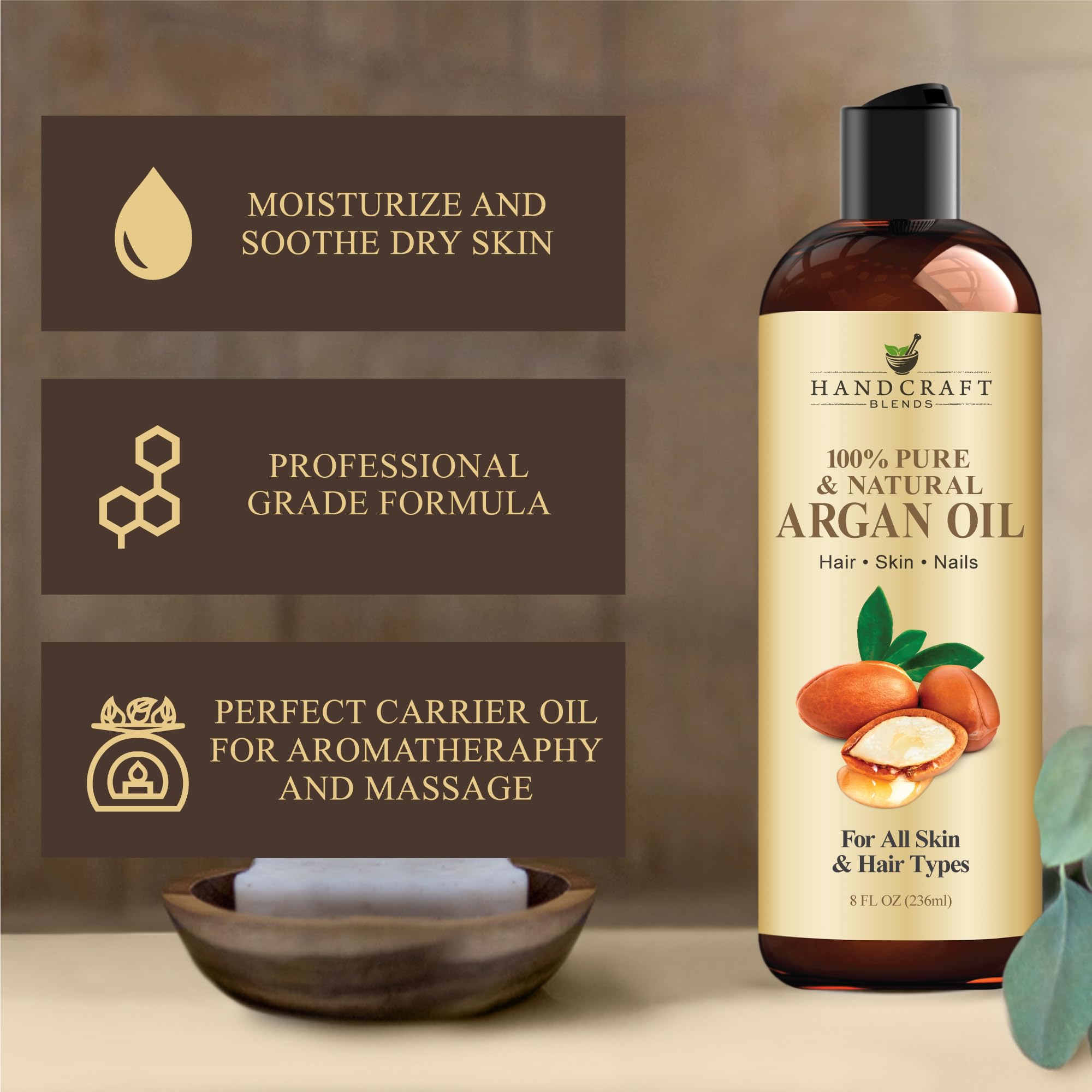 The Handcraft Blends Moroccan Argan Oil offers smoother, shinier hair.