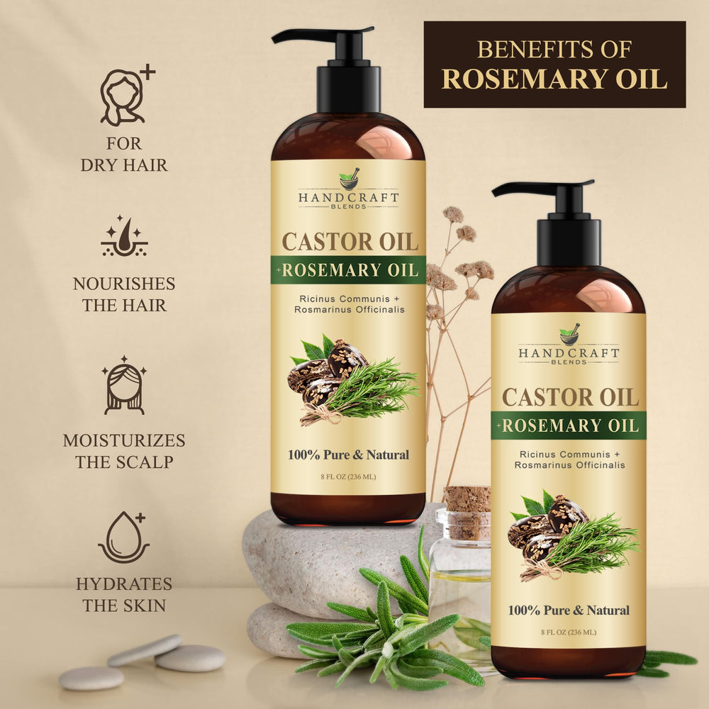 Bathroom scene with Handcraft Blends Castor Oil for daily use.