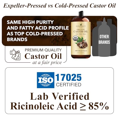 Handcraft Blends castor oil bottle pour for easy application.