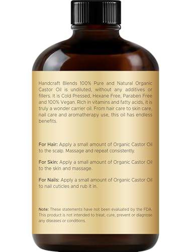 Handcraft Blends organic castor oil ingredients highlight rich fatty acids.