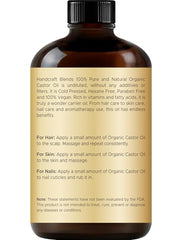 Handcraft Blends organic castor oil ingredients highlight rich fatty acids.