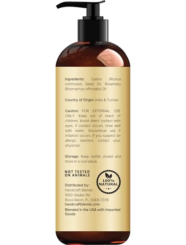 Handcraft Blends Castor Oil rosemary label close-up emphasizing purity.