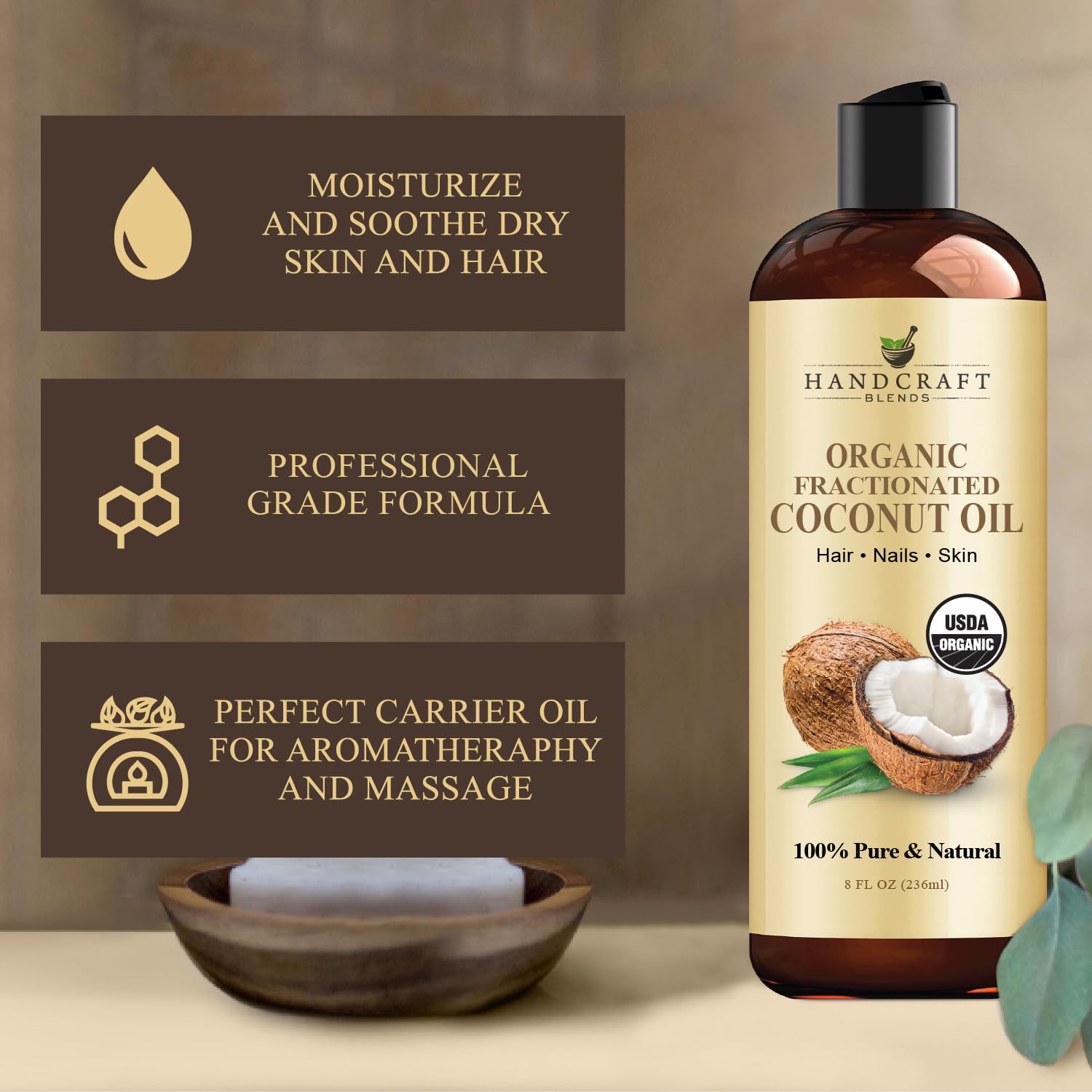 Handcraft Blends massage use depicts soothing, fast-absorbing carrier oil