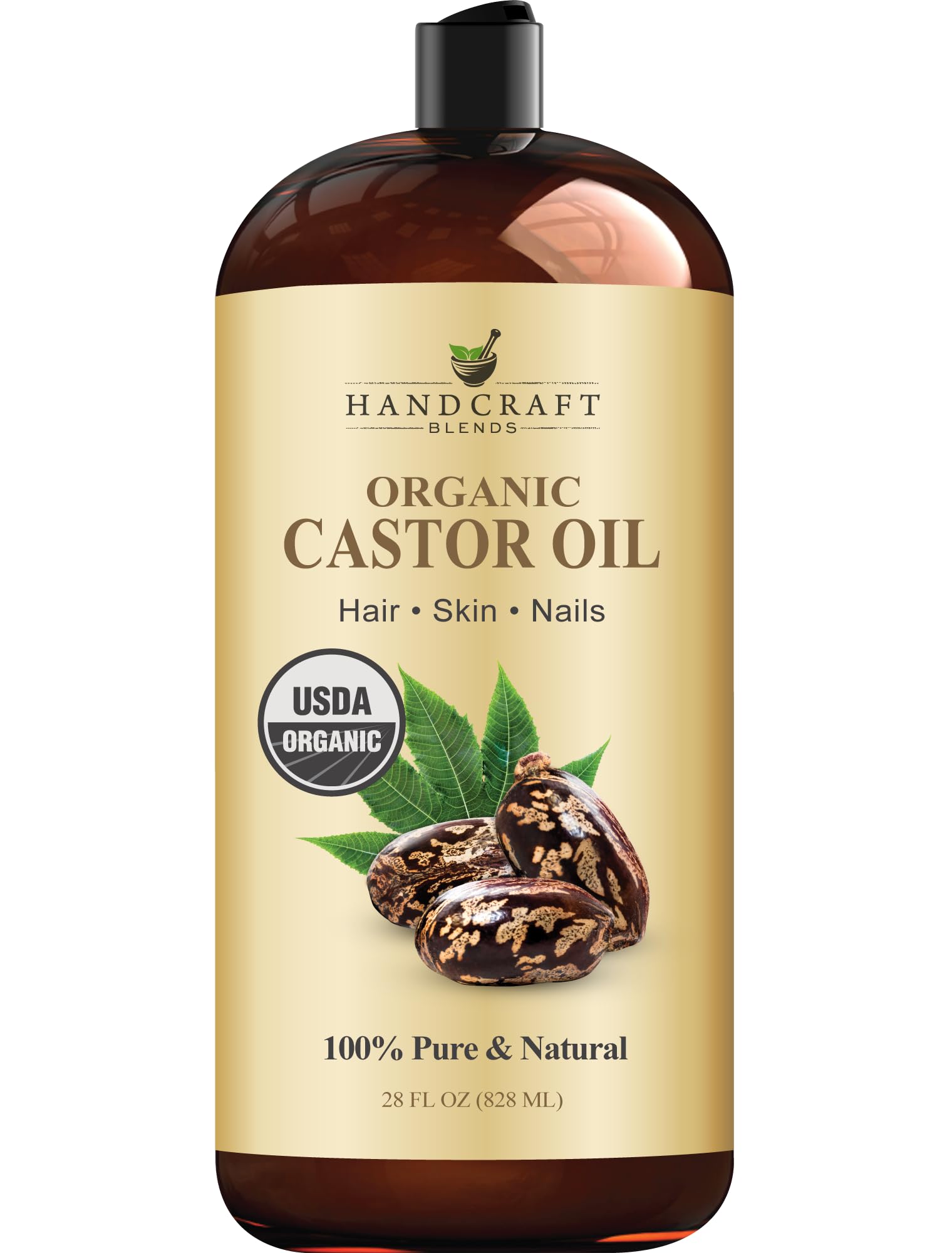 Handcraft Blends castor oil bottle for versatile hair and skin care.