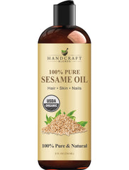 Handcraft Blends Organic Sesame Oil bottle for versatile skin and hair care.
