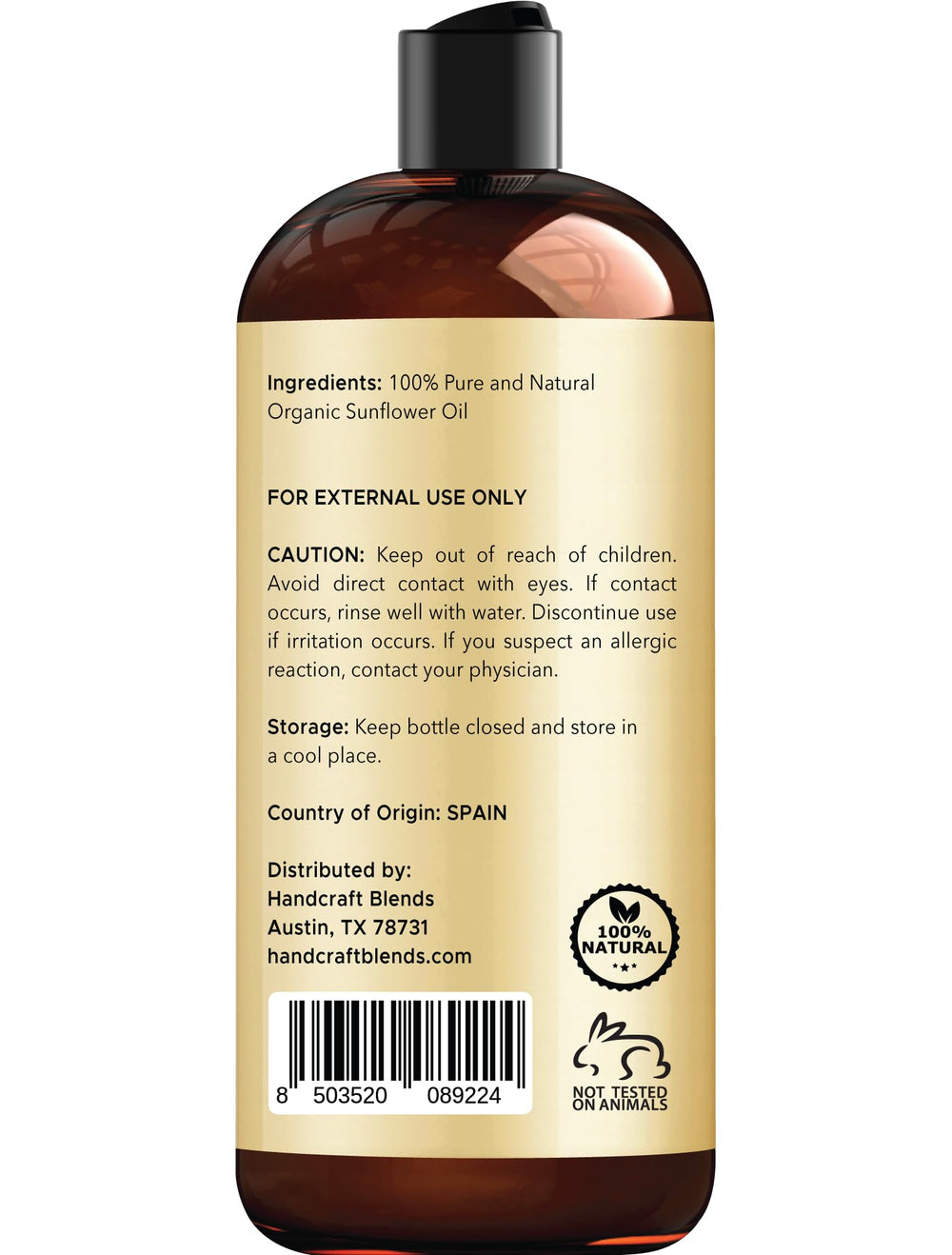 Handcraft Blends sunflower oil ingredients closeup highlights vitamins and fatty acids for moisturization