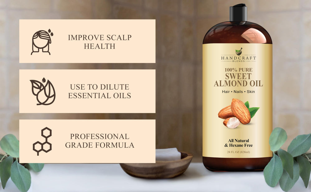 Handcraft Blends Sweet Almond Oil for hair usage provides nourishment.