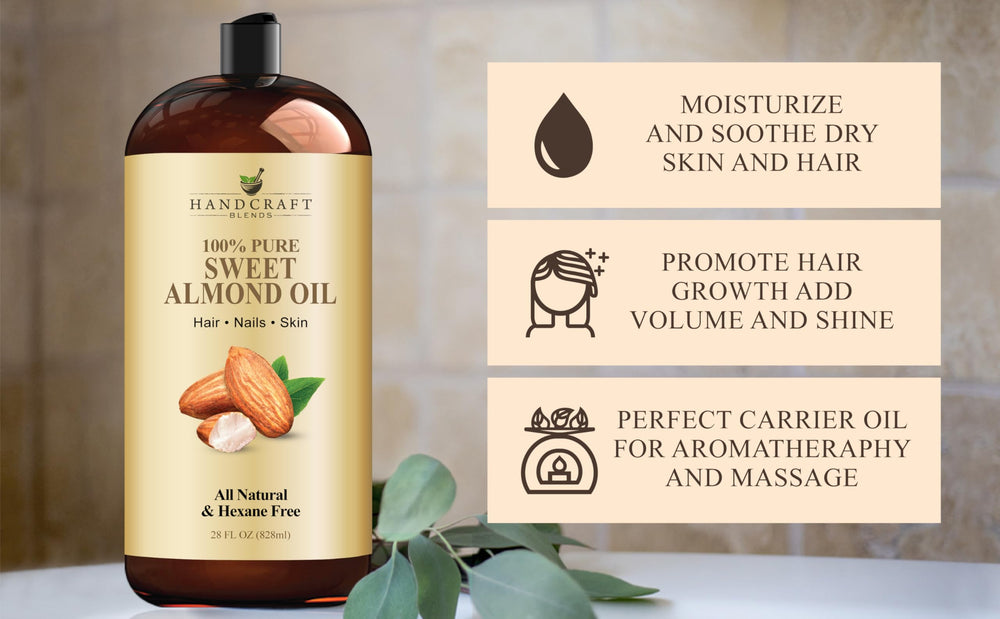 Handcraft Blends Sweet Almond Oil skin application promotes moisture.